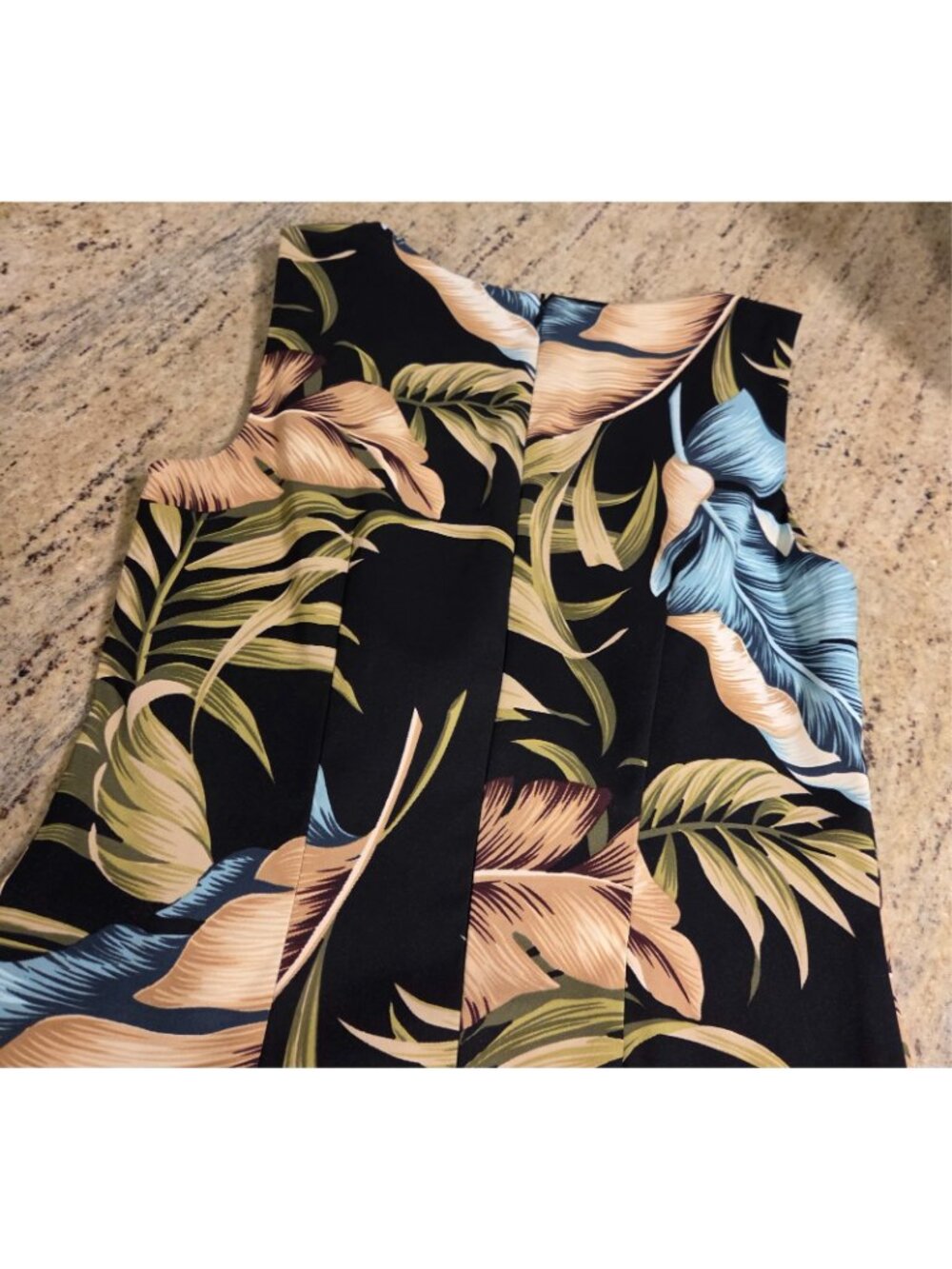 AGB Dress Floral Aloha Hawaii Midi Sleeveless Size 6 Black Blue Green Zip - Picture 10 of 13